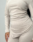 Nira Beige Soft Asymmetrical Trouser Co Ord