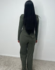Nira Khaki Soft Asymmetrical Trouser Co Ord