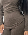 Nira Brown Soft Asymmetrical Trouser Co Ord