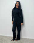 Nira Charcoal Soft Asymmetrical Trouser Co Ord