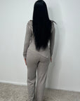 Nira Mocha Soft Asymmetrical Trouser Co Ord