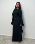 Mya Black Lace Detail Frill Sleeve Dress