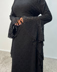 Mya Black Lace Detail Frill Sleeve Dress