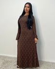 Mya Brown Lace Detail Frill Sleeve Dress