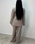Hanna Mocha Round Neck Gold Buckle Trouser Co Ord