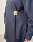 Hanna Navy Round Neck Gold Buckle Trouser Co Ord