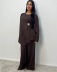 Hanna Brown Round Neck Gold Buckle Trouser Co Ord