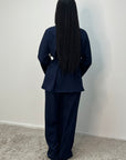Anna Navy V Neck Pleated Front Tie Co Ord Set