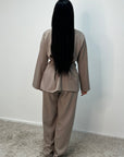 Anna Mocha V Neck Pleated Front Tie Co Ord Set