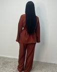 Anna Rust V Neck Pleated Front Tie Co Ord Set