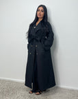 Sanari Black Premium Belted Trench Coat
