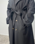 Sanari Black Premium Belted Trench Coat