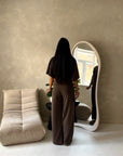 Azli Brown Soft Asymmetrical Side Ruched Top Trouser Co Ord Set
