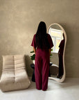 Azli Wine Soft Asymmetrical Side Ruched Top Trouser Co Ord Set