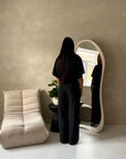 Azli Charcoal Soft Asymmetrical Side Ruched Top Trouser Co Ord Set
