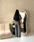 Azli Grey Soft Asymmetrical Side Ruched Top Trouser Co Ord Set
