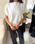 Hala White Soft Knitted Batwing Top