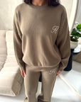 Lili Mocha 'H' Logo Embroidery Loungewear Comfy Set