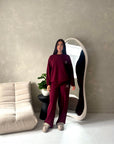 Lili Wine 'H' Logo Embroidery Loungewear Comfy Set