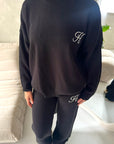 Lili Black 'H' Logo Embroidery Loungewear Comfy Set