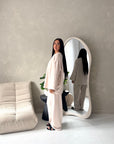 Alissia Beige Plain Crew Neck Lounge Trouser Set