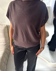 Hala Brown Soft Knitted Batwing Top