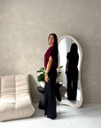 Hala Wine Soft Knitted Batwing Top