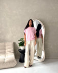 Hala Pink Soft Knitted Batwing Top