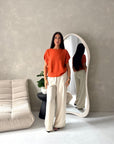 Hala Orange Soft Knitted Batwing Top