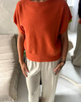 Hala Orange Soft Knitted Batwing Top