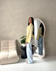 Reem Yellow Stripe Collar Cinch Waist Top
