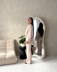 Maira Beige Plain Cinched Hem Trouser Co Ord Set