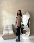 Hala Mocha High Neck Belted Poncho Coat