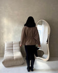 Hala Mocha High Neck Belted Poncho Coat