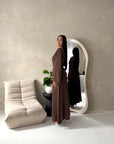 Vienna Brown Plain Soft Satin Tie back Skirt Co Ord Set