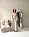 Vienna Mocha Plain Soft Satin Tie back Skirt Co Ord Set