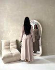 Vienna Mocha Plain Soft Satin Tie back Skirt Co Ord Set