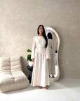 Vienna Beige Plain Soft Satin Tie back Skirt Co Ord Set