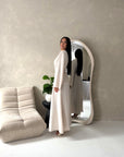 Vienna Beige Plain Soft Satin Tie back Skirt Co Ord Set
