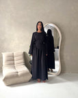 Vienna Black Plain Soft Satin Tie back Skirt Co Ord Set