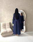 Vienna Navy Plain Soft Satin Tie back Skirt Co Ord Set