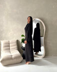 Valencia Black Laced Cape Tie Back Modest Dress