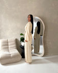 Fria Beige Plain Soft Satin Wrap Trouser Co Ord Set