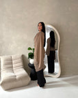 Aliza Mocha Lace Trim Asymmetrical Cape Modest Top