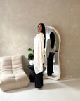 Aliza White Lace Trim Asymmetrical Cape Modest Top