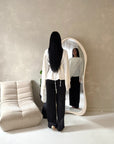 Aliza White Lace Trim Asymmetrical Cape Modest Top