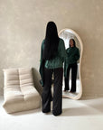 Aliza Emerald Green Lace Trim Asymmetrical Cape Modest Top