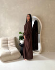 Layana Brown Gold Sparkle 2pcs Abaya & Slip Dress