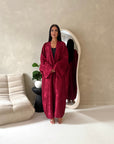 Nadia Wine Floral Print Modest Abaya Jacket