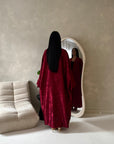 Nadia Wine Floral Print Modest Abaya Jacket